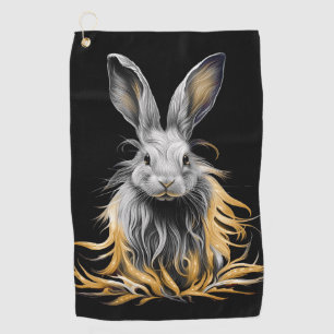 Awesome Grey Rabbit on Fire  Golf Towel