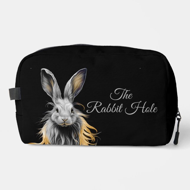 Awesome Grey Rabbit on Fire Personal Text Dopp Kit (Front)