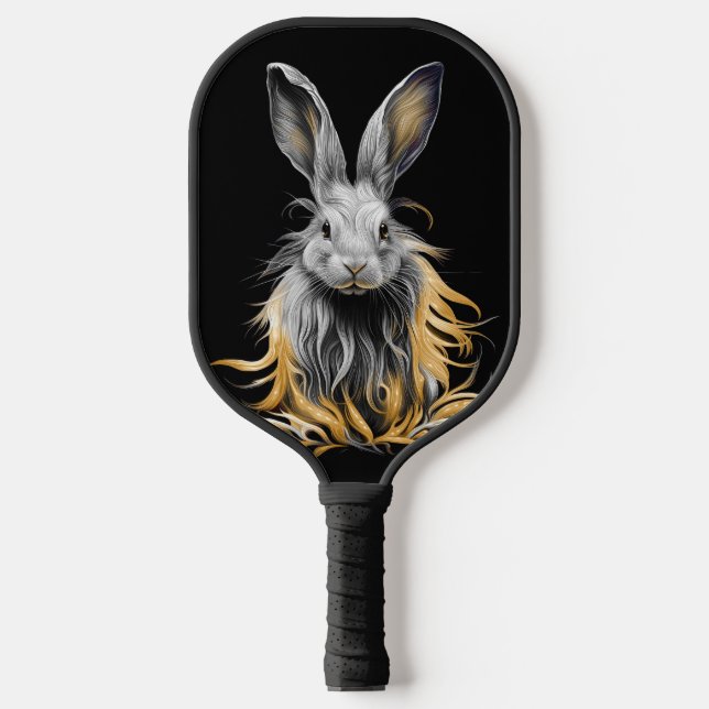 Awesome Grey Rabbit on Fire  Pickleball Paddle (Front)
