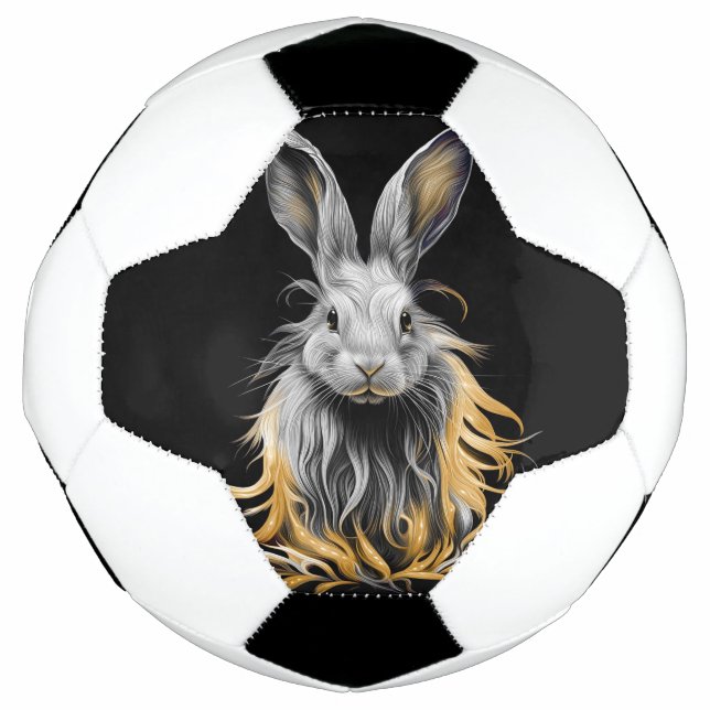 Awesome Grey Rabbit on Fire  Soccer Ball (Front)