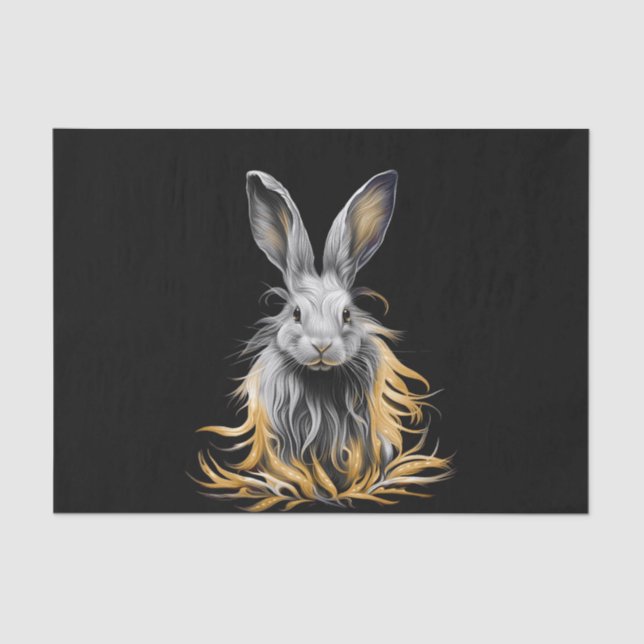 Awesome Grey Rabbit on Fire  Tissue Paper (Front)