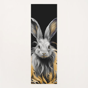 Awesome Grey Rabbit on Fire  Yoga Mat