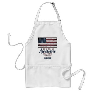 Awesome Grill Master Patriotic American Flag Standard Apron