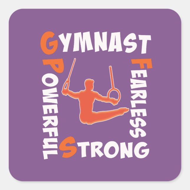 Awesome Gymnastics Boy Gymnast power strength Square Sticker (Front)