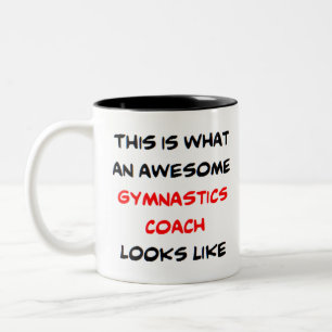 awesome gymnastics coach Two-Tone coffee mug