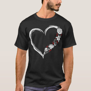 Awesome Heart Flowers Rose Men, Women  T-Shirt