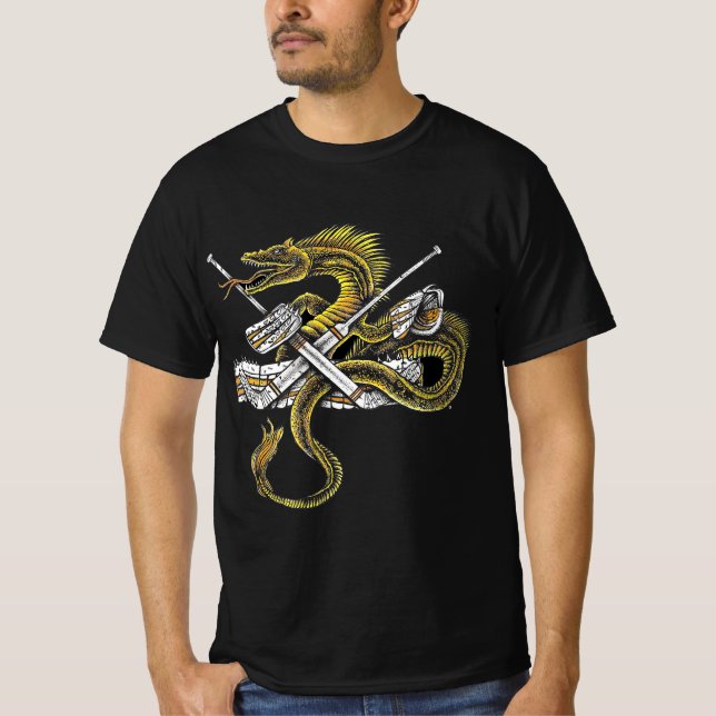 Awesome Hockey with Dragon Graphic  T-Shirt (Front)