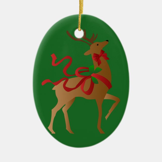 awesome holiday reindeer ceramic ornament (Front)
