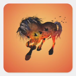 Awesome horse square sticker