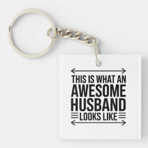 Awesome Husband Arrow Typography Key Ring