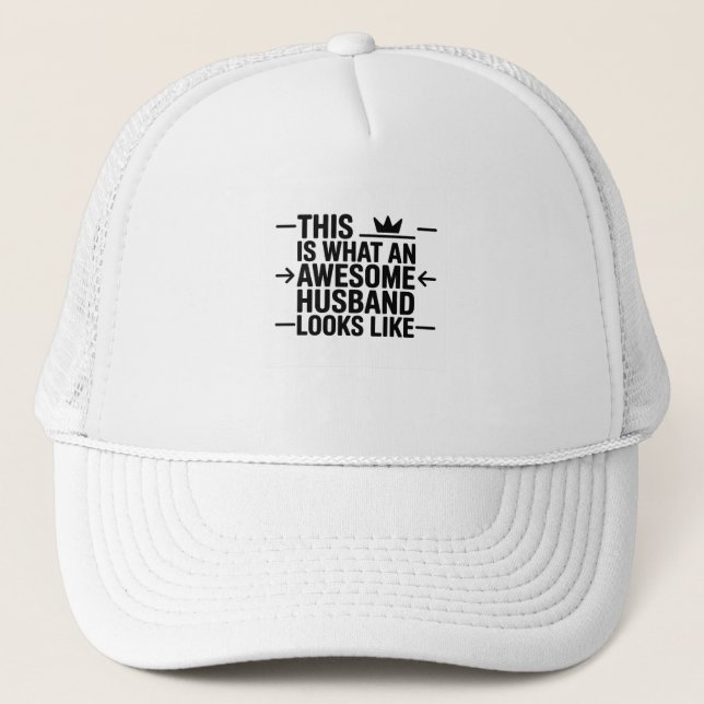 Awesome Husband Graphic Typography Trucker Hat (Front)