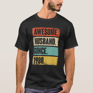 Awesome Husband Since 1980 42 Wedding Anniversary T-Shirt