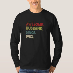 Awesome Husband Since 1983 Retro 39 Wedding Anive T-Shirt