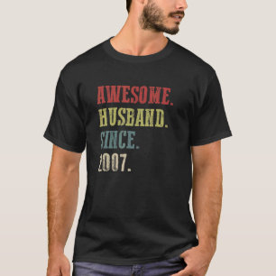 Awesome Husband Since 2007 15 Wedding Aniversary T-Shirt