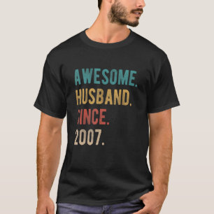 Awesome Husband Since 2007   15th Wedding Aniversa T-Shirt