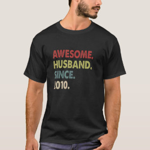 Awesome Husband Since 2010 Retro 12 Wedding Anive T-Shirt