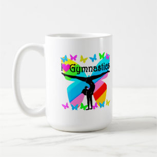 AWESOME I LOVE GYMNASTICS BUTTERFLY DESIGN COFFEE MUG