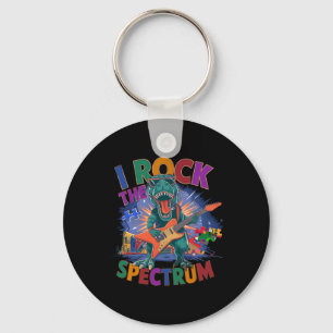 Awesome I Rock The Spectrum Autism Dad Peace Love Key Ring