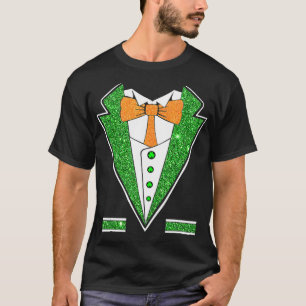Awesome Irish Costume Boy Men Glitter Tuedo St Pat T-Shirt