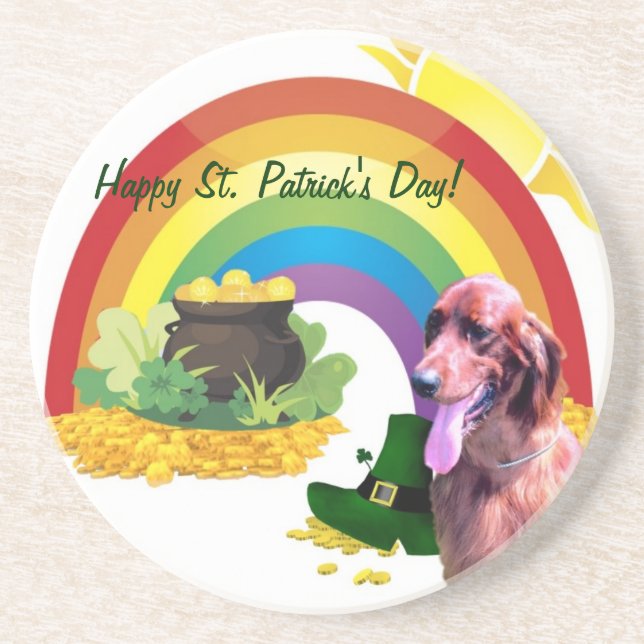Awesome Irish Setter St. Patrick’s Day Coaster (Front)