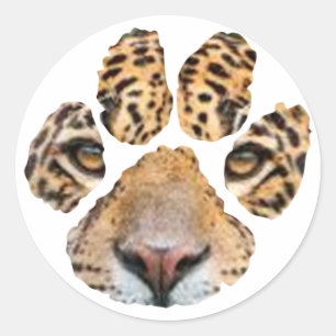 Awesome Jaguar Paw Print Classic Round Sticker