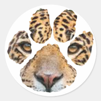 Awesome Jaguar Paw Print  Classic Round Sticker