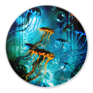 Awesome jellyfish ceramic knob