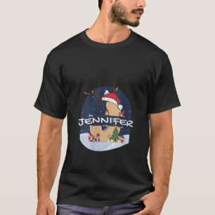Awesome Jennifer Name w Santa Hat in Xmas Theme Ch T-Shirt