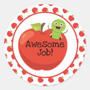 Awesome Job Apples and Worms Classic Round Sticker