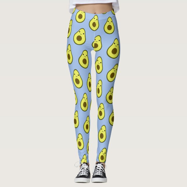 Awesome Kawaii Avocado Pattern Leggings (Front)