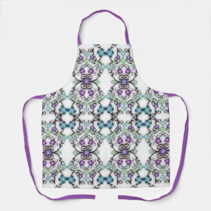 Awesome Lacy Look of Blue Violet Flowers Apron