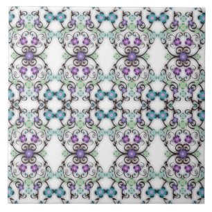Awesome Lacy Look of Blue Violet Flowers Ceramic Tile