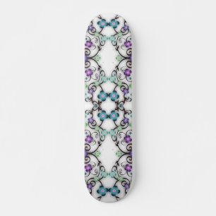 Awesome Lacy Look of Blue Violet Flowers Skateboard