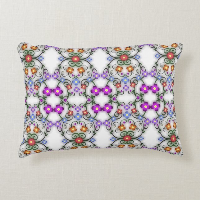 Awesome Lacy Look of Flowers Pink Decorative Cushion (Front)