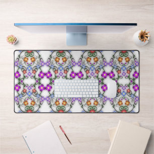 Awesome Lacy Look of Flowers Pink Desk Mat