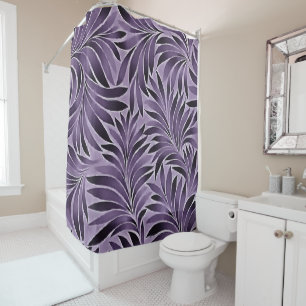 Awesome Leaves Pattern In Lilac and Grey Shower Curtain