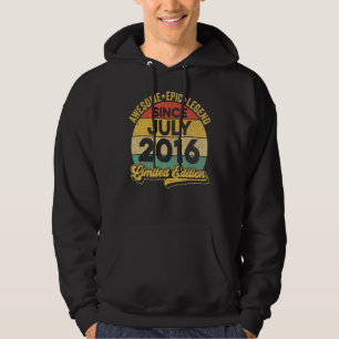 Awesome Legend Since July 2016 6th Birthday 6 Year Hoodie