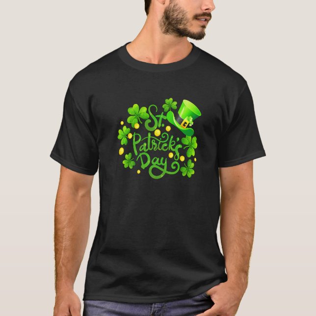 Awesome Leprechaun And Shamrock For St Patrick's D T-Shirt (Front)