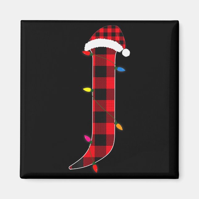 Awesome Letter J Initial Name Buffalo Plaid Christ Magnet (Front)