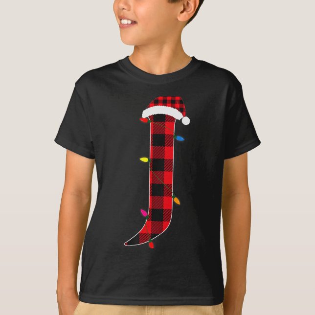 Awesome Letter J Initial Name Buffalo Plaid Christ T-Shirt (Front)
