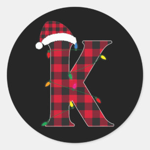 Awesome Letter K Initial Name Buffalo Plaid Christ Classic Round Sticker