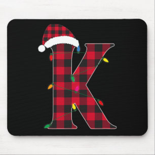 Awesome Letter K Initial Name Buffalo Plaid Christ Mouse Pad