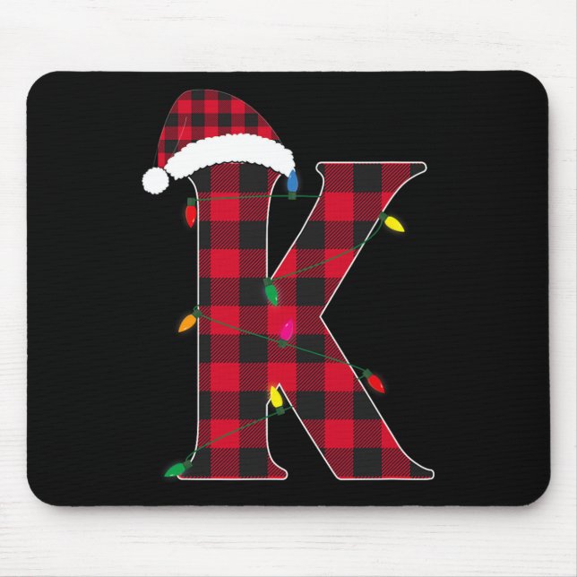 Awesome Letter K Initial Name Buffalo Plaid Christ Mouse Pad (Front)