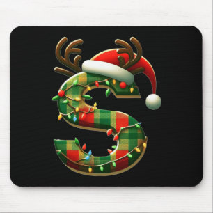 Awesome Letter S Santa Hat Monogram Initial Name S Mouse Pad
