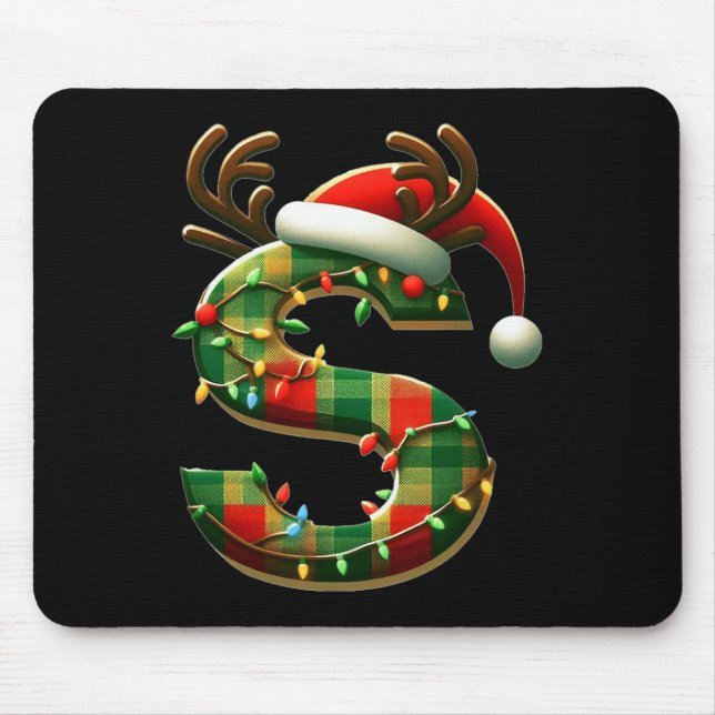 Awesome Letter S Santa Hat Monogram Initial Name S Mouse Pad (Front)