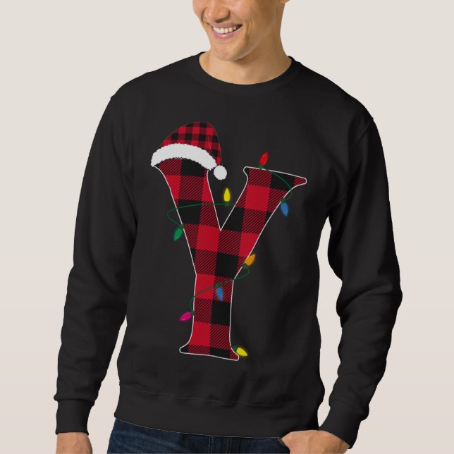 Awesome Letter Y Initial Name Buffalo Plaid Christ Sweatshirt (Front)