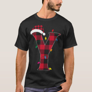 Awesome Letter Y Initial Name Buffalo Plaid Christ T-Shirt