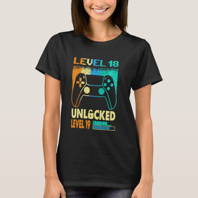 Awesome Level 18 Unlocked Level 19 Loading 18th Bi T-Shirt (Front)