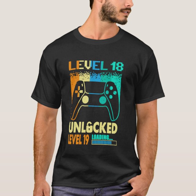 Awesome Level 18 Unlocked Level 19 Loading 18th Bi T-Shirt (Front)