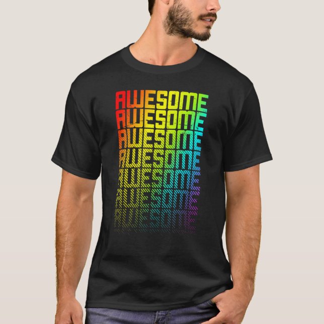 Awesome Lgbtq+ Rainbow Gay Pride Text Fade Graphic T-Shirt (Front)